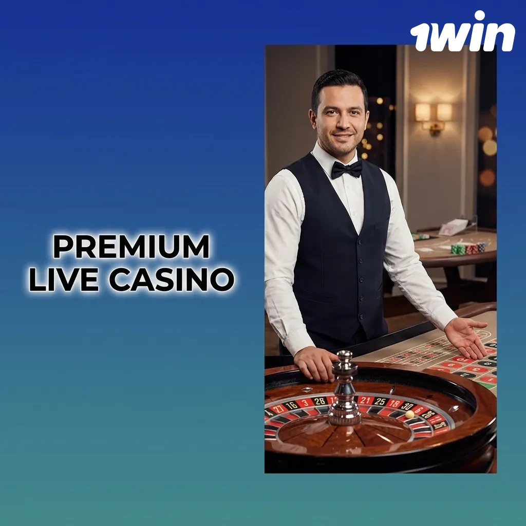 Crupier profesional en vivo transmitiendo juegos de casino en HD desde estudio con mesa de blackjack y ruleta — 1win en Costa Rica