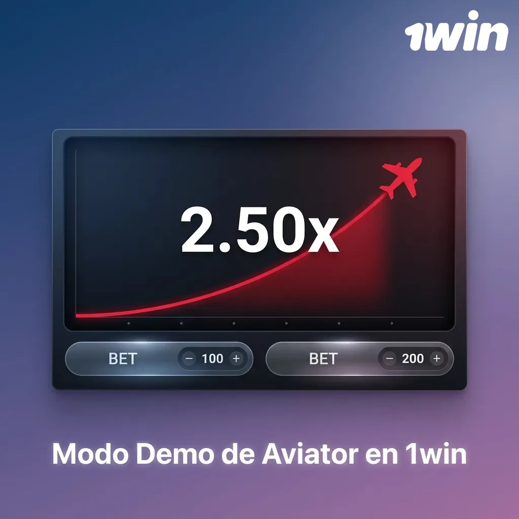 Pantalla del modo demo de Aviator en 1win en Costa Rica mostrando apuestas con dinero virtual y multiplicadores